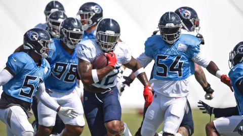 Best of Tuesday at NFL training camps: Flying helmets, kicking contests, injury scare for Derrick Henry