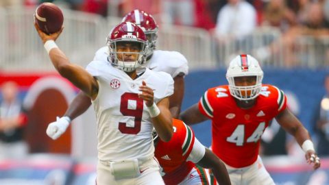 QB Young sets Bama record in debut with 4 TDs