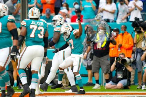 Dolphins’ Waddle sets rookie mark for receptions