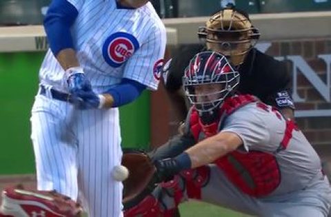 Anthony Rizzo strikes out on pitch that hits him in the thigh