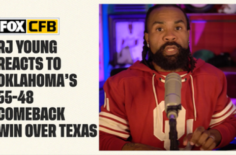 RJ Young reacts to Oklahoma’s dramatic win over Texas in Red River