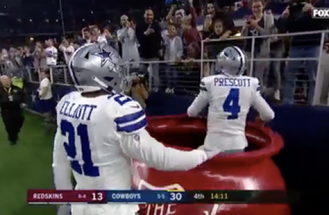 WATCH: Prescott jumps in Salvation Army Red Kettle After Remarkable Touchdown Run
