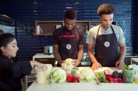 Shai Gilgeous-Alexander and Jerome Robinson learn cooking skills