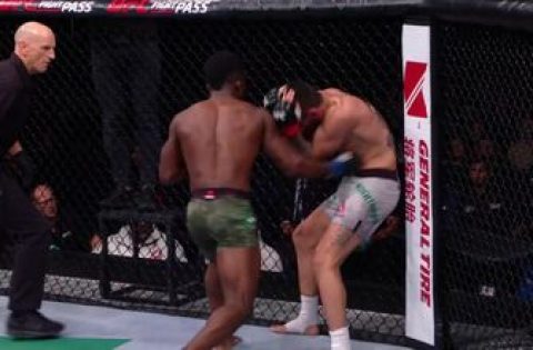 Suman Mokhtarian is finished by Sodiq Yusuff with a 1st round flurry of punches | HIGHLIGHTS | UFC FIGHT NIGHT