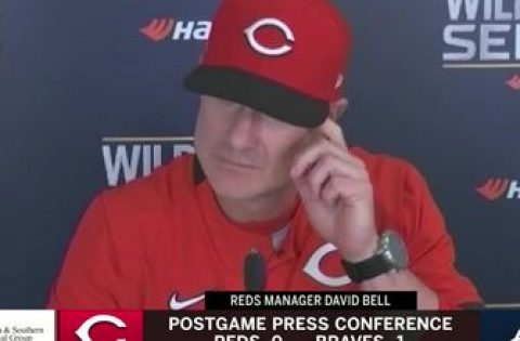 David Bell reacts to the Reds poor offensive performance in game 1