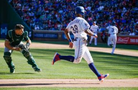 Santana keys 8th-inning rally, Rangers stun A’s 8-7